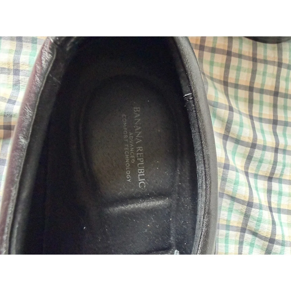 Banana Republic Mens Black Leather Bicycle Toe Dress Shoes Advanced Comfort 10M